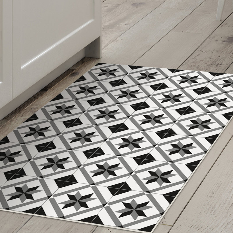Oliver Mosaic Tile Pattern Decorative Vinyl Floor Mat 4.5' X 6